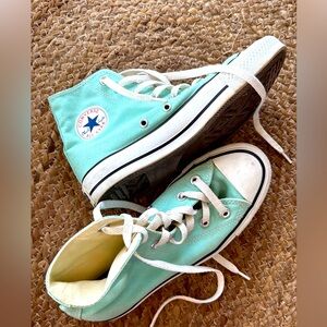 Converse High-Tops in Light Green with White Accents